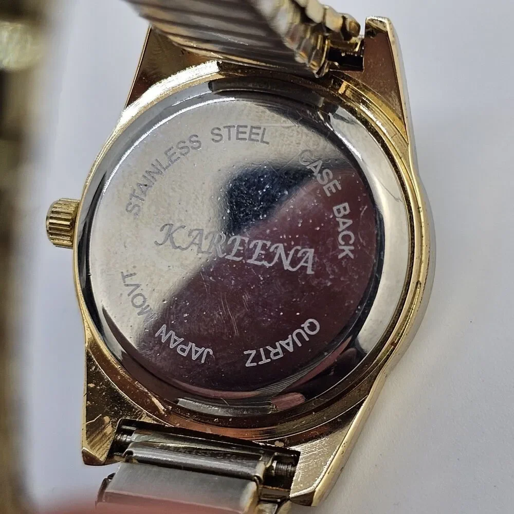 28MM Women's Watch White‎ Dial Gold Case Expandable Band 6